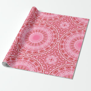 Papel De Presente Padrão de Mandala Carmesim e Rosa
