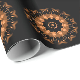Papel De Presente Padrão de Mandala de Cobre e Preto 4