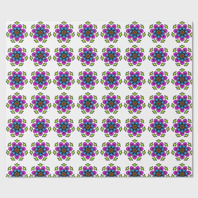 Papel De Presente Padrão de Mandala Floral (Aberto)