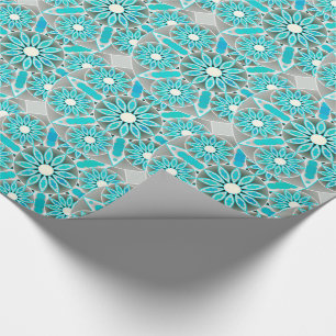 Papel De Presente Padrão de mandala, tartaruga, cinza de prata e br