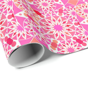 Papel De Presente Padrão de mandala, tons de rosa e coral