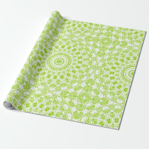 Papel De Presente Padrão de Mandala Verde Chartreuse