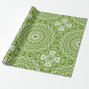 Papel De Presente Padrão de Mandala Verde da Natureza