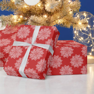 Papel De Presente Padrão de mandala vermelho feminino elegante
