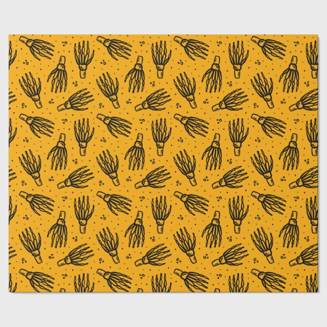 Papel De Presente Padrão de mão de esqueleto. (Barra)