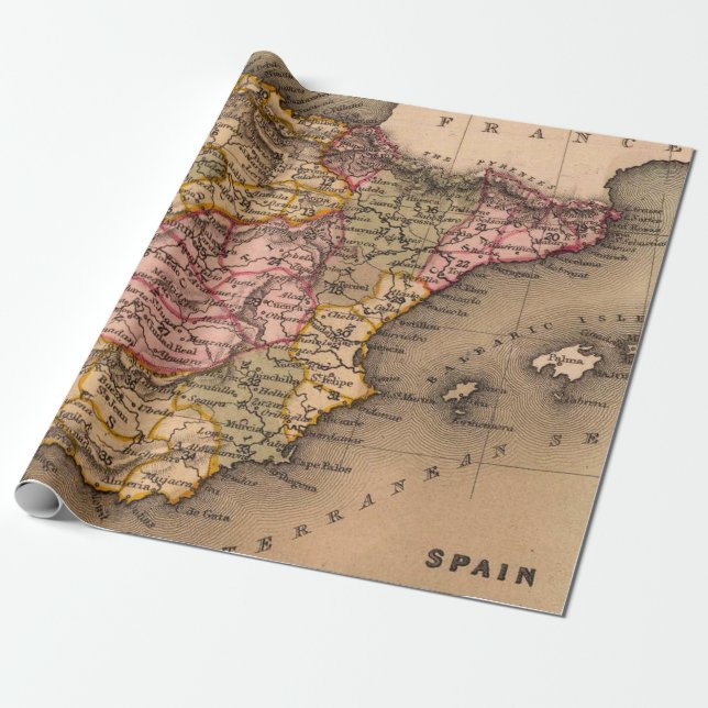 Papel De Presente Padrão de Mapas Antigos (Desenrolado)
