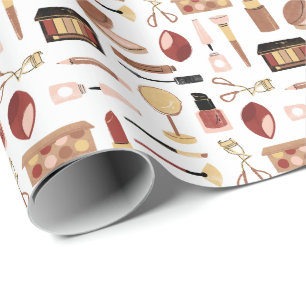 Papel De Presente Padrão de Maquiagem Cosmética