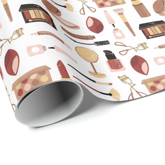 Papel De Presente Padrão de Maquiagem Cosmética (Ponta do rolo)