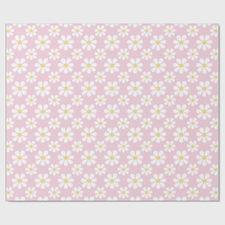 Papel De Presente Padrão de margarida branca rosa