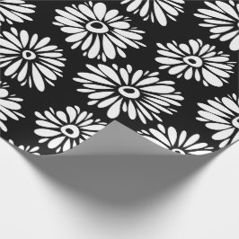 Papel De Presente Padrão de Margarida Preto e Branco Groovy Minimali