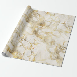 Papel De Presente Padrão de Mármore Branco e Dourado Moderno
