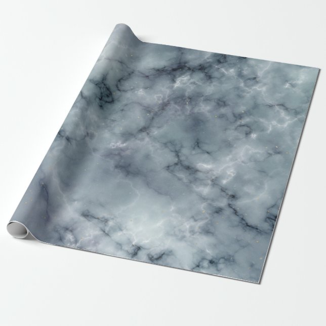 Papel De Presente Padrão de Mármore Cinza Branco e Preto (Desenrolado)