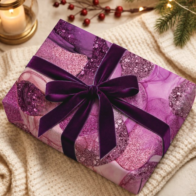 Papel De Presente Padrão de Mármore Fluido Abstrato Rosa Chic (Criador carregado)