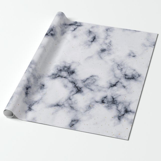 Papel De Presente Padrão de Mármore Preto e Branco (Desenrolado)