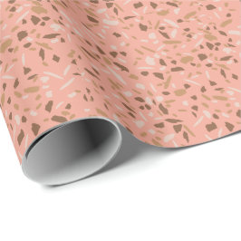 Papel De Presente Padrão de mármore terrazzo bege pêssego marrom