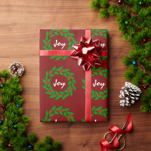 Papel De Presente Padrão de Maroon Maroon da Folhagem Verde da Joy