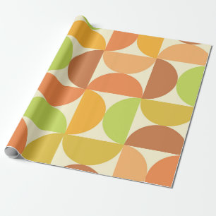 Papel De Presente Padrão de Meios Círculos Coloridos do Meio do Sécu