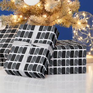 Papel De Presente Padrão de Meios Corações Preto e Branco para Todas