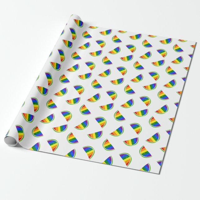 Papel De Presente Padrão de Melancia Arco-Íris (Desenrolado)