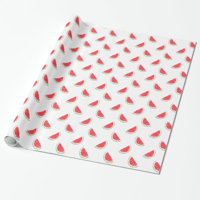 Papel De Presente Padrão de Melancia de Aquarela (Desenrolado)