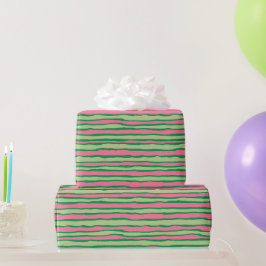 Papel De Presente Padrão de melancia em aquarela rosa e verde