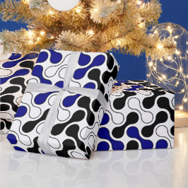 Papel De Presente Padrão de Metaball Geométrico Azul-Marinho Colorid