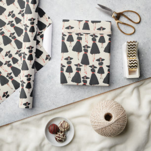 Papel De Presente Padrão de Moda de Alta Costura de Vestido Preto Cl