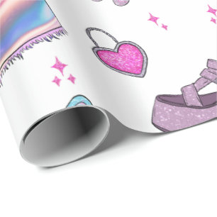 Papel De Presente Padrão de Moda Estética do Milênio Y2K