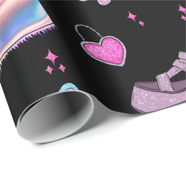 Papel De Presente Padrão de Moda Estética do Milênio Y2K (Ponta do rolo)