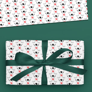 Papel De Presente Padrão de Monograma de Graduação Temático de Golfe