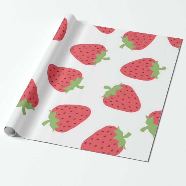 Papel De Presente Padrão de morango (Desenrolado)