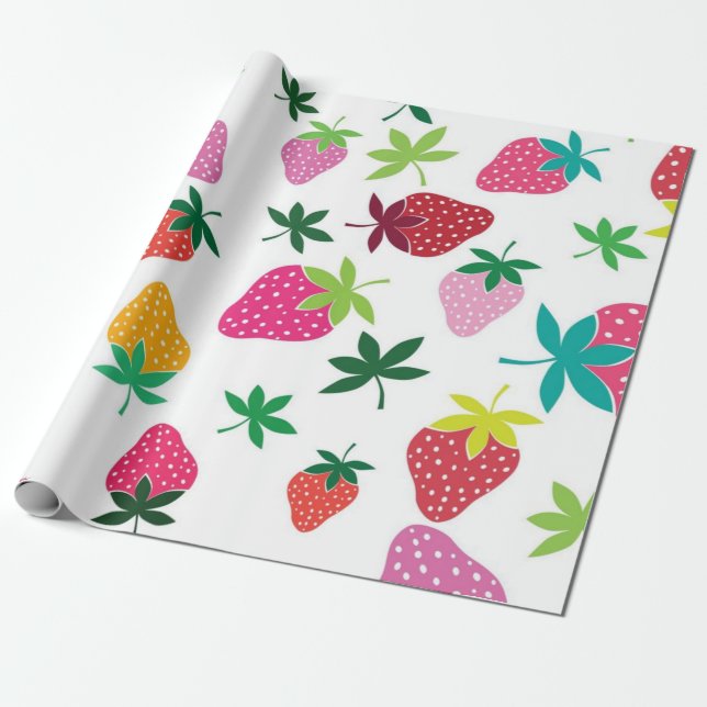 Papel De Presente Padrão de morango (Desenrolado)