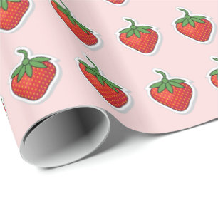 Papel De Presente Padrão de morango doce vermelho