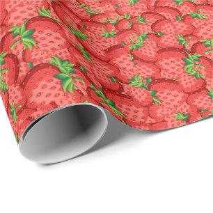 Papel De Presente Padrão de morango xadrez fofo