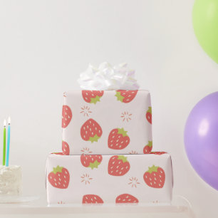 Papel De Presente Padrão de Morangos Doces