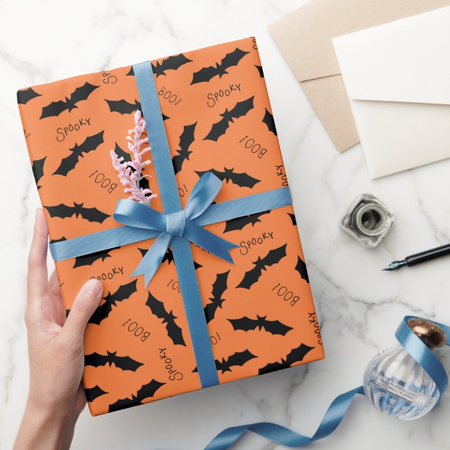 Papel De Presente Padrão de morcego de Halloween (Presentear)