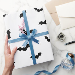 Papel De Presente Padrão de Morcego de Halloween Assustador
