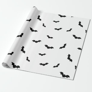 Papel De Presente Padrão de Morcego de Halloween Assustador