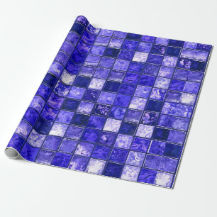 Papel De Presente Padrão de mosaico azul