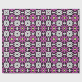 Papel De Presente Padrão de mosaico floral roxo ousado e artístico