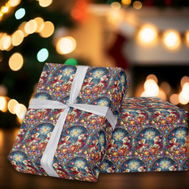 Papel De Presente Padrão de Mouse de Natal em Vidro Colorido Caprich