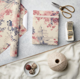 Papel De Presente Padrão de Namorados Vermelho de Toile de Jouy do A