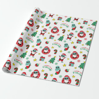 Papel De Presente Padrão de Natal alienígena