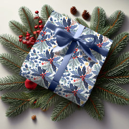 Papel De Presente Padrão de Natal Azul nº 17 ID1009