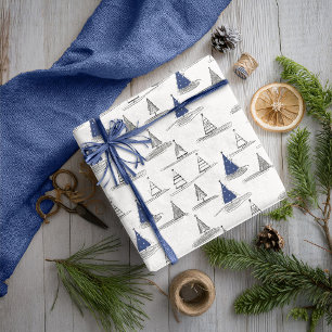Papel De Presente Padrão de Natal Azul nº 5 ID1009
