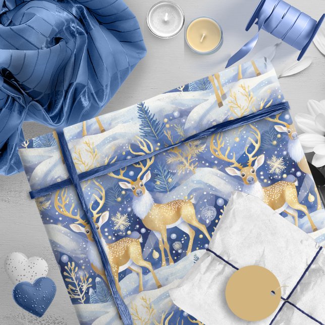 Papel De Presente Padrão de Natal Blue Gold #14 ID1009 (Criador carregado)