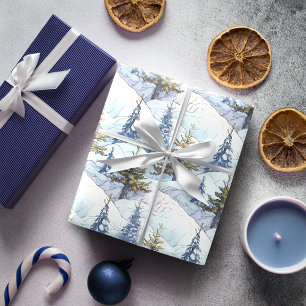 Papel De Presente Padrão de Natal Blue Gold #4 ID1009