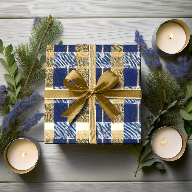 Papel De Presente Padrão de Natal Blue Gold #7 ID1009 (Criador carregado)