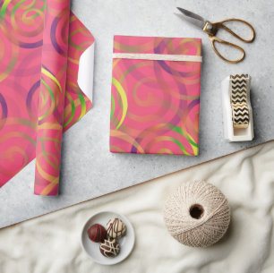 Papel De Presente Padrão de Natal com Arco-íris Rosa