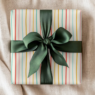 Papel De Presente Padrão de Natal com Listras Coloridas de Doodle